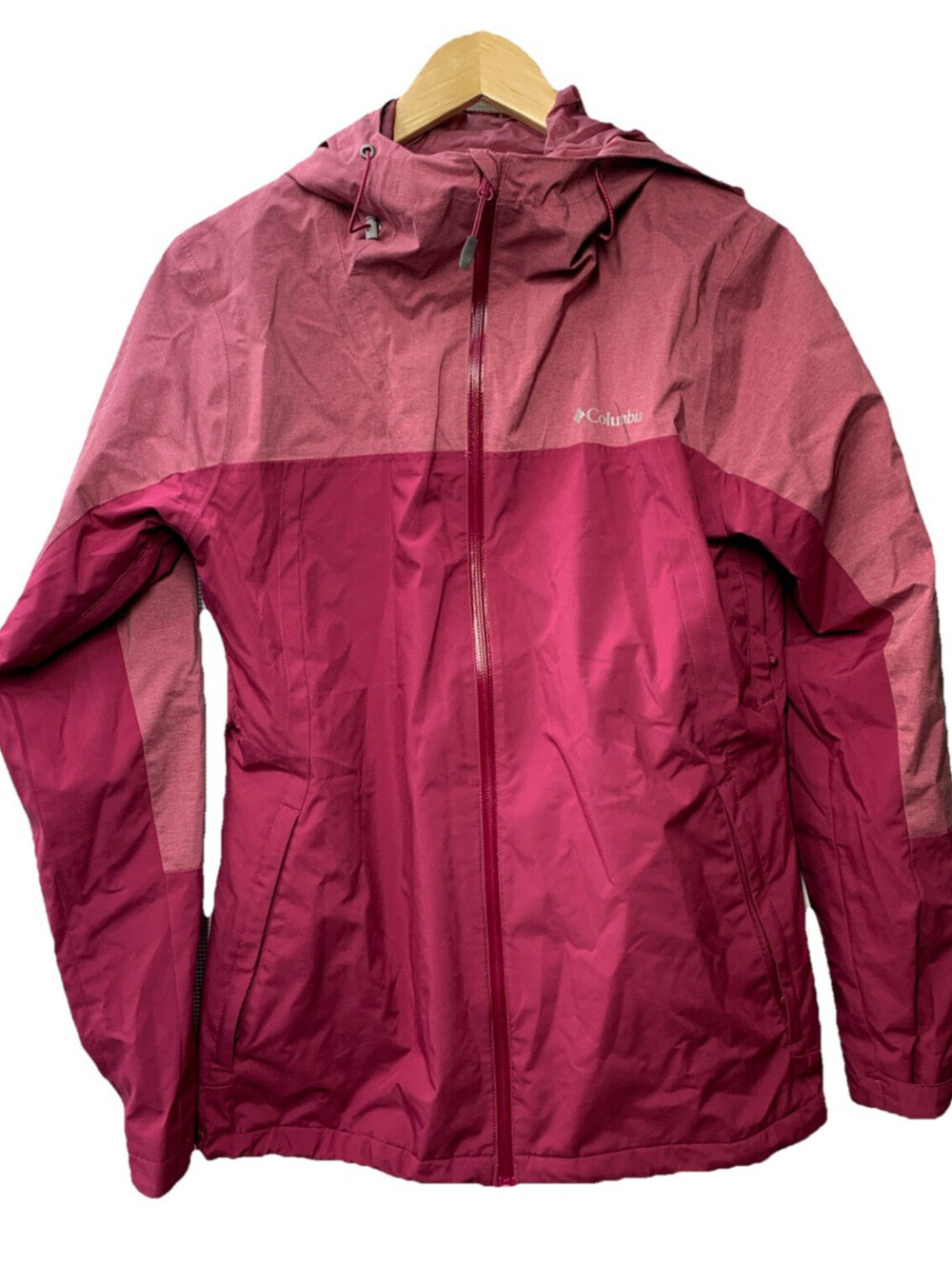 Columbia Women's W Valley Elite Stretch Waterproof Rain Hooded Size M, Magenta
